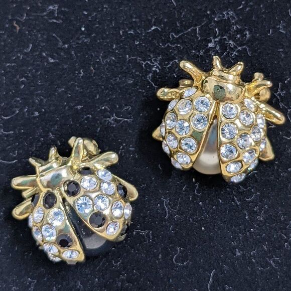 Vintage Petite Rhinestone/Goldtone Ladybug Brooches -Scatter Pins - Picture 12 of 16